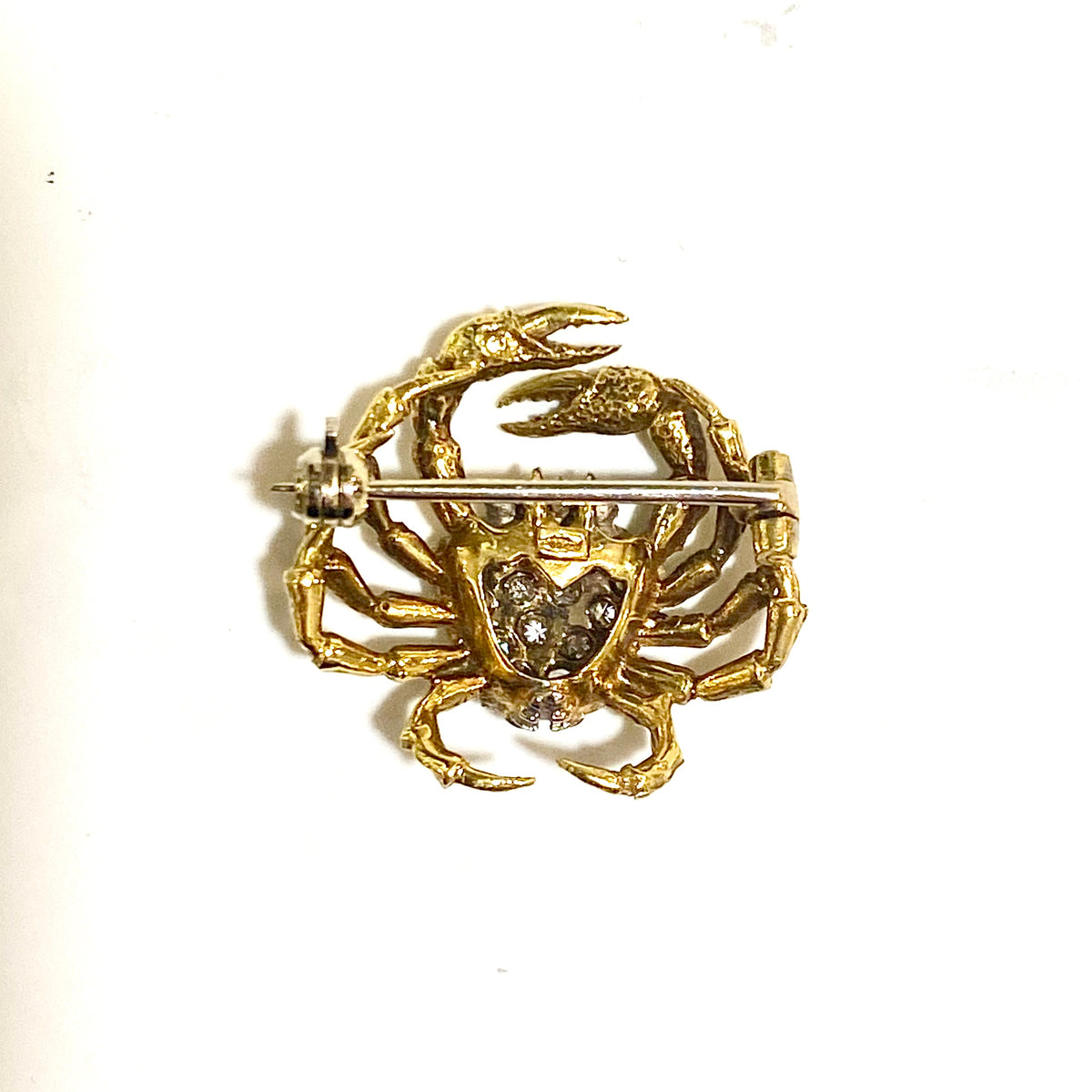 18ct Yellow Gold Diamond Crab Brooch