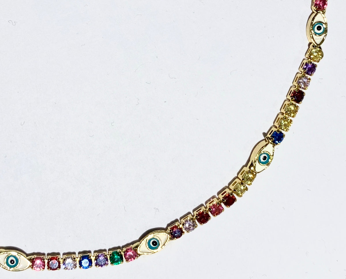 Multi-colored Evil Eye Talisman Necklace