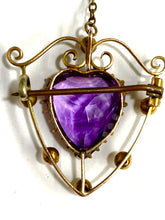 9ct Gold Brooch with a faceted Heart Shaped Amethyst