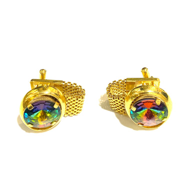 Harlequin Glass Sterling Silver Gold Plated Cufflinks