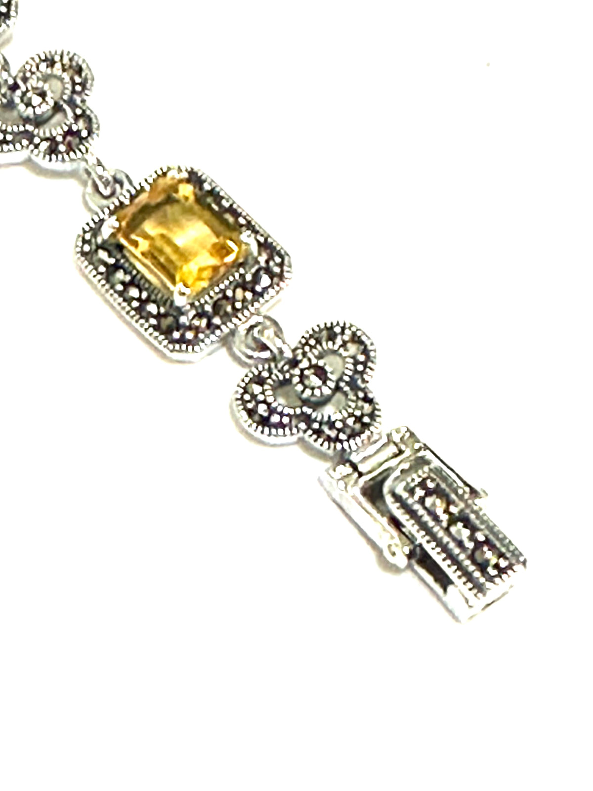 Marcasite and Baguette Cut Citrine Bracelet