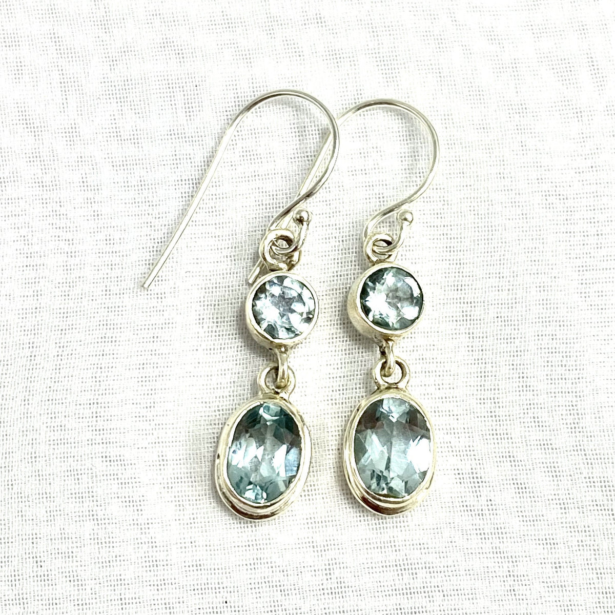 Sterling Silver Blue Topaz Drop Earrings