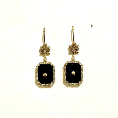 Black Onyx and Diamond Drop Earrings
