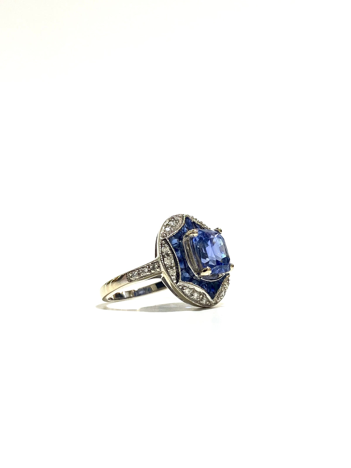 9ct White Gold 4ct Sapphire and Diamond Ring