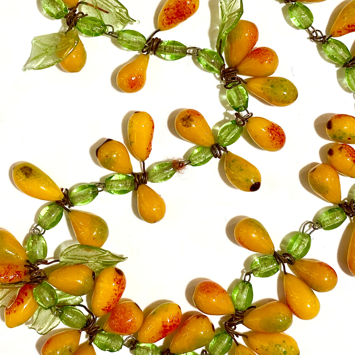 Vintage Orange and Green Glass Fruit Necklace (c1940s)