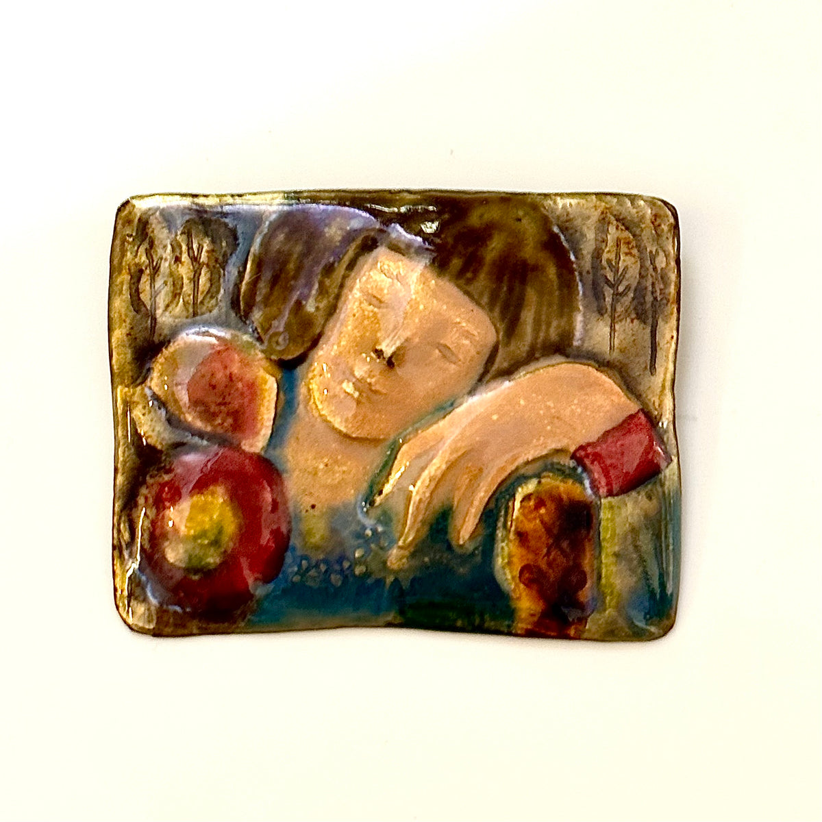Japanese Enamel Portrait Brooch