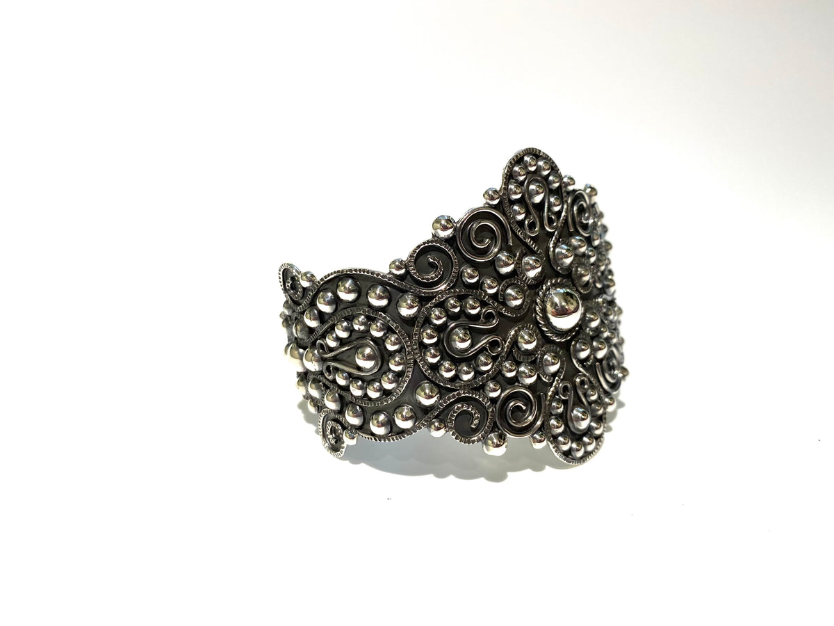 Sterling Silver Ornate Narrow Cuff