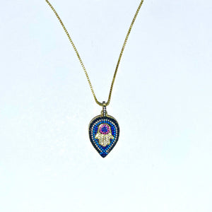 Multi-colored Hamsa Talisman Necklace
