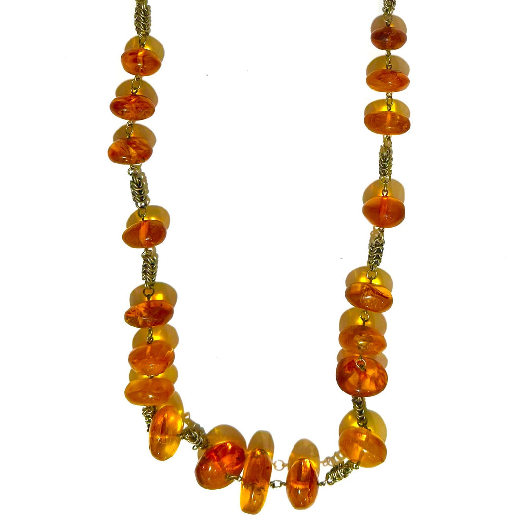 Amber Necklace with Cylindrical Shaped Beads