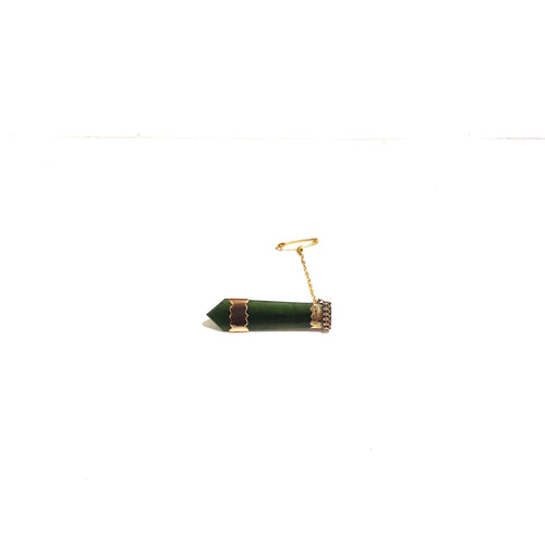 9ct Gold Pointed Jade Brooch