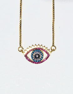 Blue And Purple Evil Eye Talisman Necklace