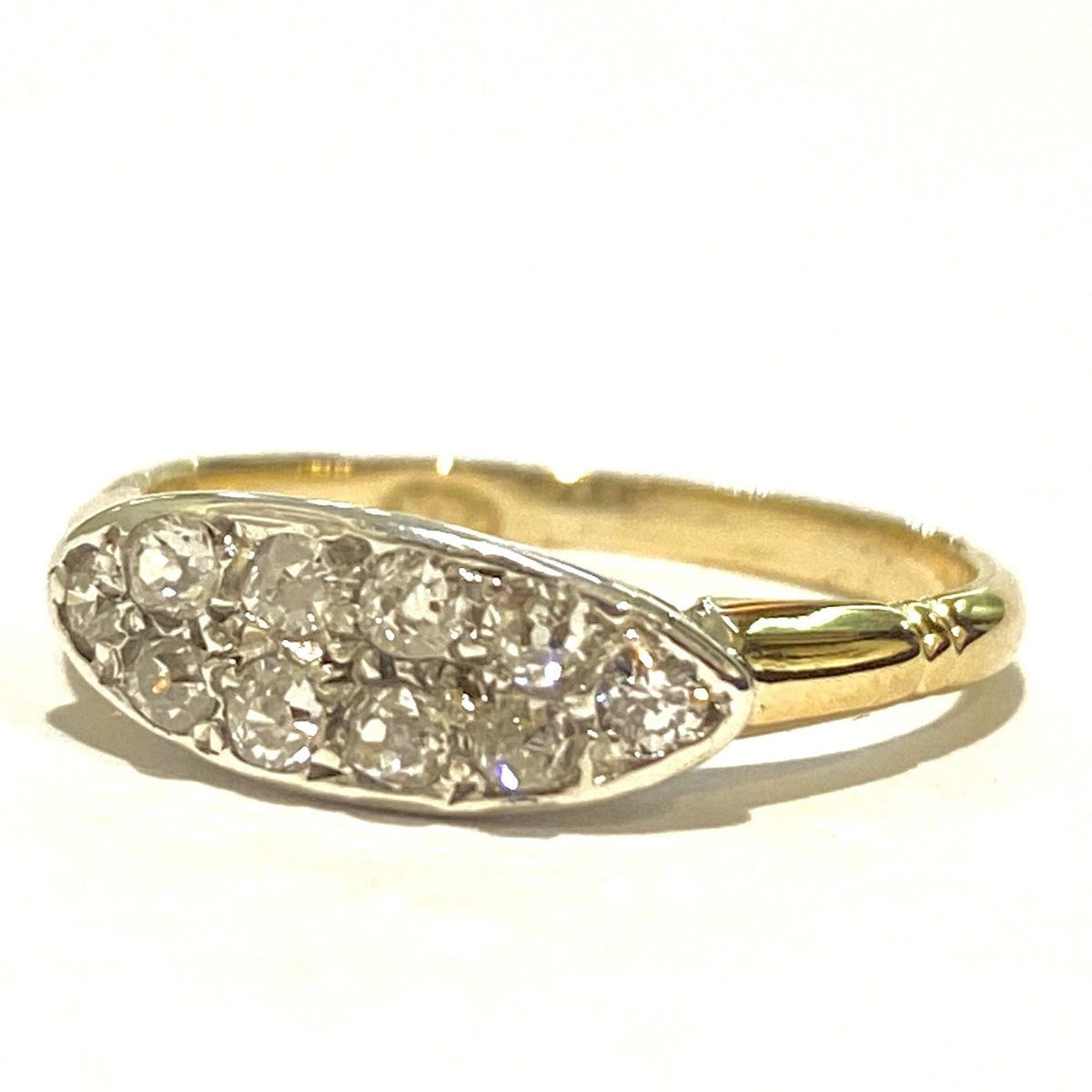 Antique 18ct Yellow Gold Double Row Diamond Bridge Ring