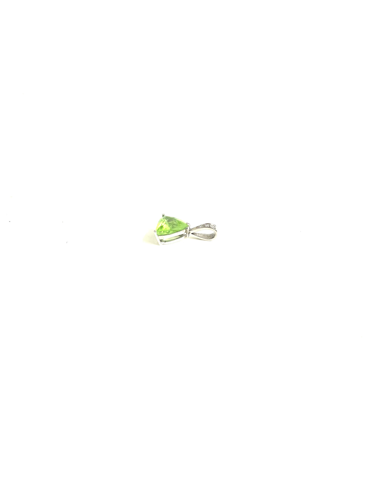 9ct White Gold Peridot and Diamond Triangle Pendant