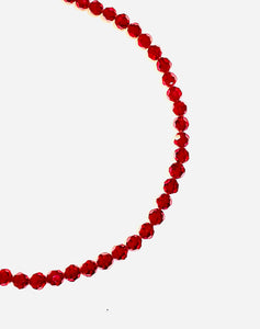 Red Crystal Beaded Necklace on Silk