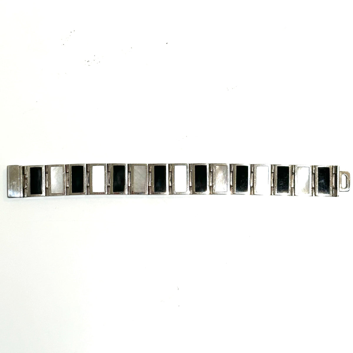 Black Onyx and Mother of Pearl Inlaid Bracelet