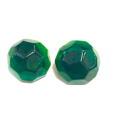 Faceted Green Lucite Clip On Earrings