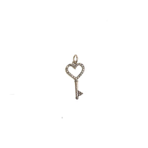 Sterling Silver Heart Key Charm