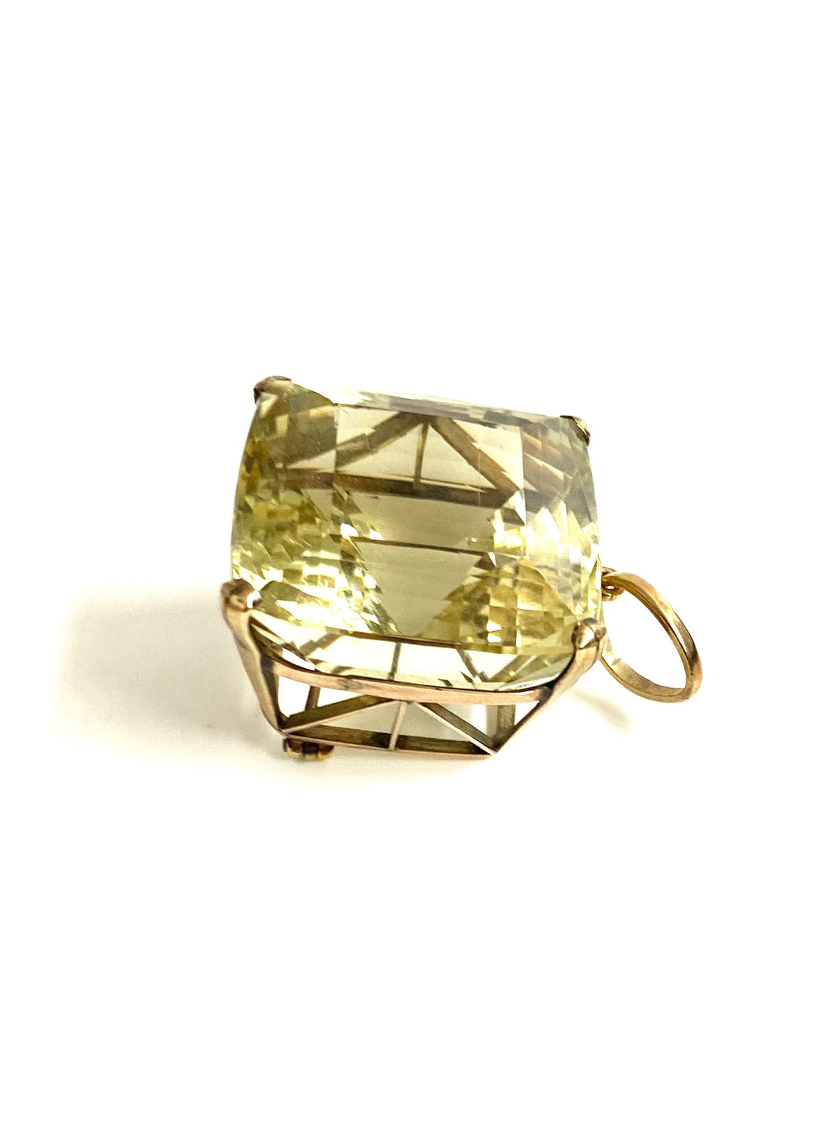 18ct Yellow Gold 100ct Citrine Square Pendant