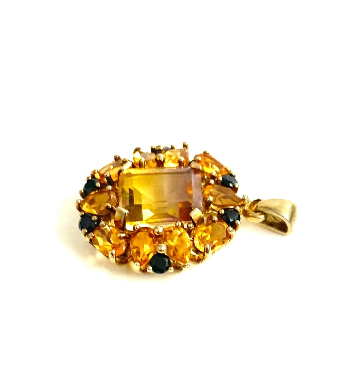 Sterling Silver Gold Plated Ametrine, Citrine and Black Spinel Pendant