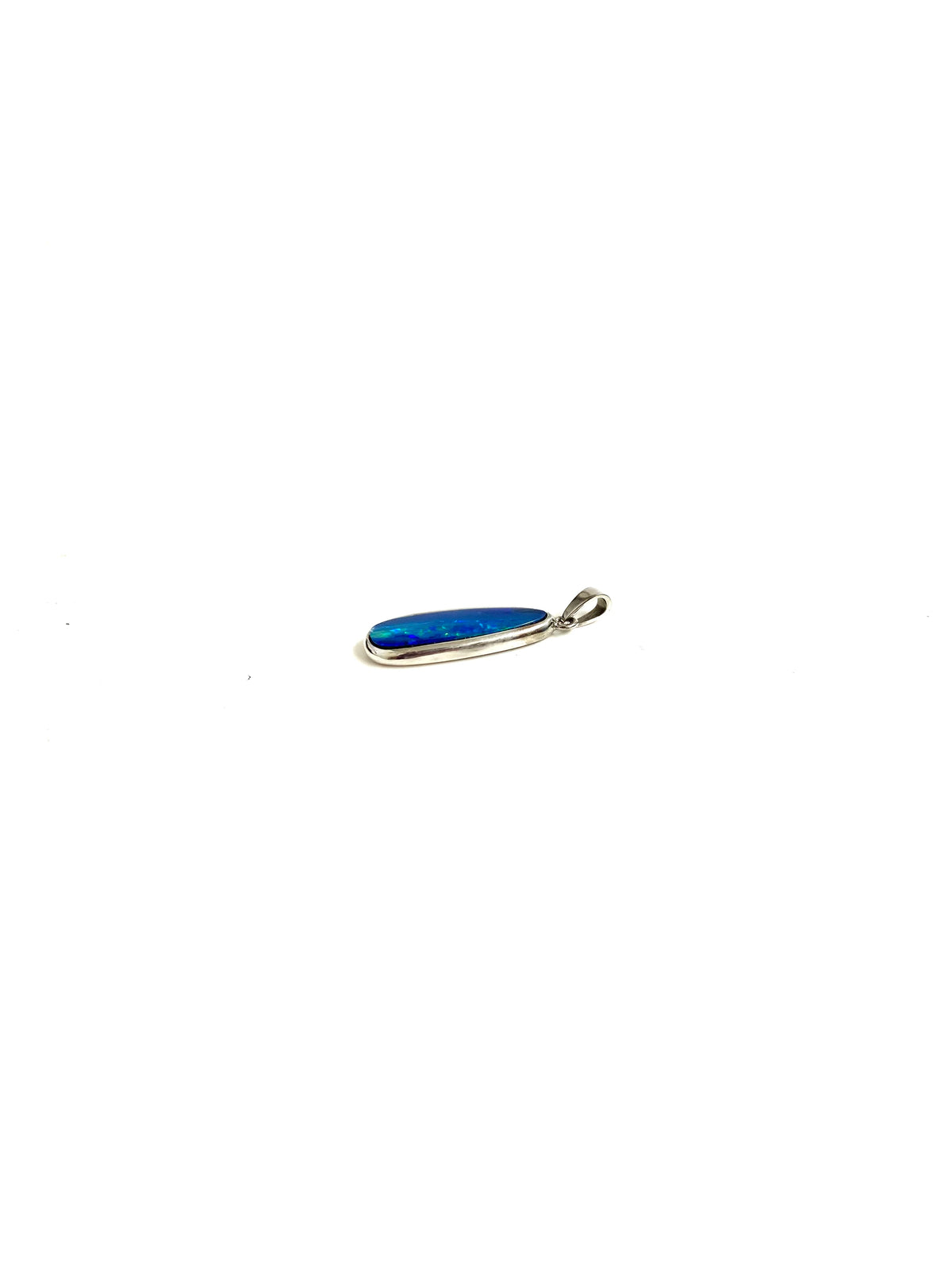 9ct White Gold Black Boulder Opal Pendant
