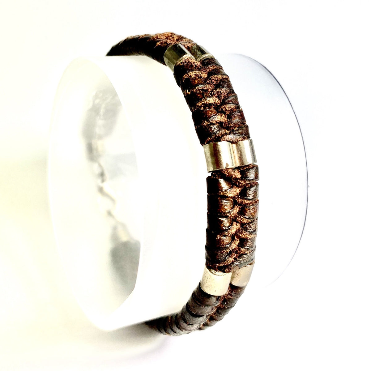 Sterling Silver Braided Leather Bracelet