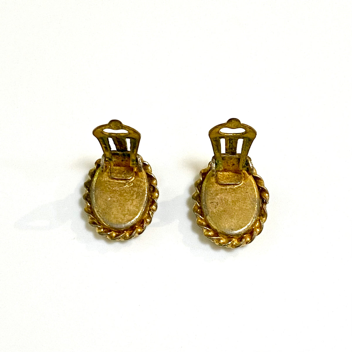 Green Floral Micro Mosaic Clip On Earrings