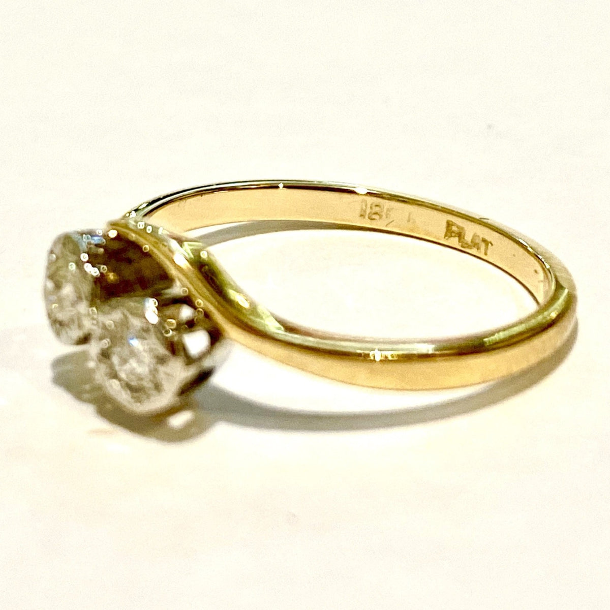 Antique 18ct Yellow Gold Twin Old Cut Diamond Ring