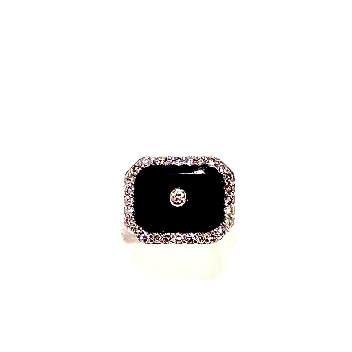 Black Onyx and Diamond 9ct Yellow Gold Ring