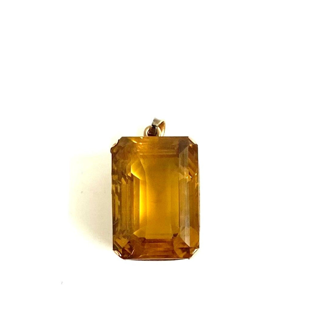 9ct Gold Rectangle Citrine Pendant