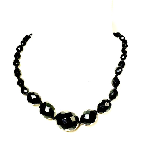 Antique Whitby Jet Graduated Beaded Necklace