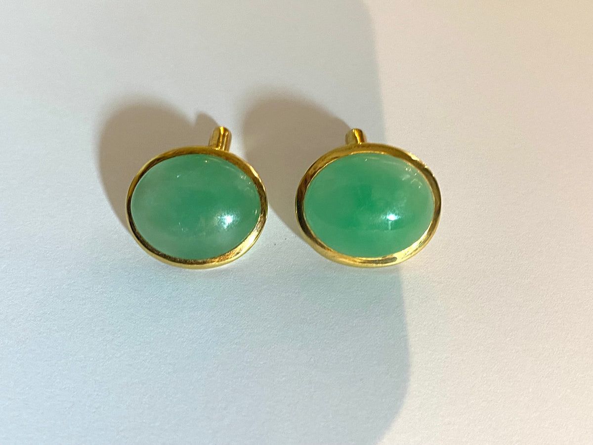 18ct Yellow Gold Cabochon Jadeite Cufflinks
