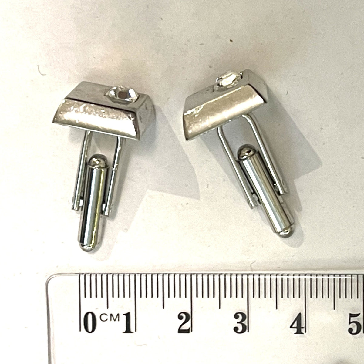 Vintage Silver Plate and Cubic Zirconia Square Cufflinks