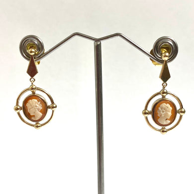 9ct Gold Cameo Stud Drop Earring