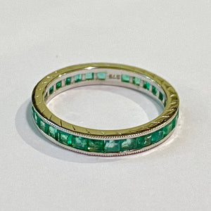 9ct White Gold Emerald Eternity Band