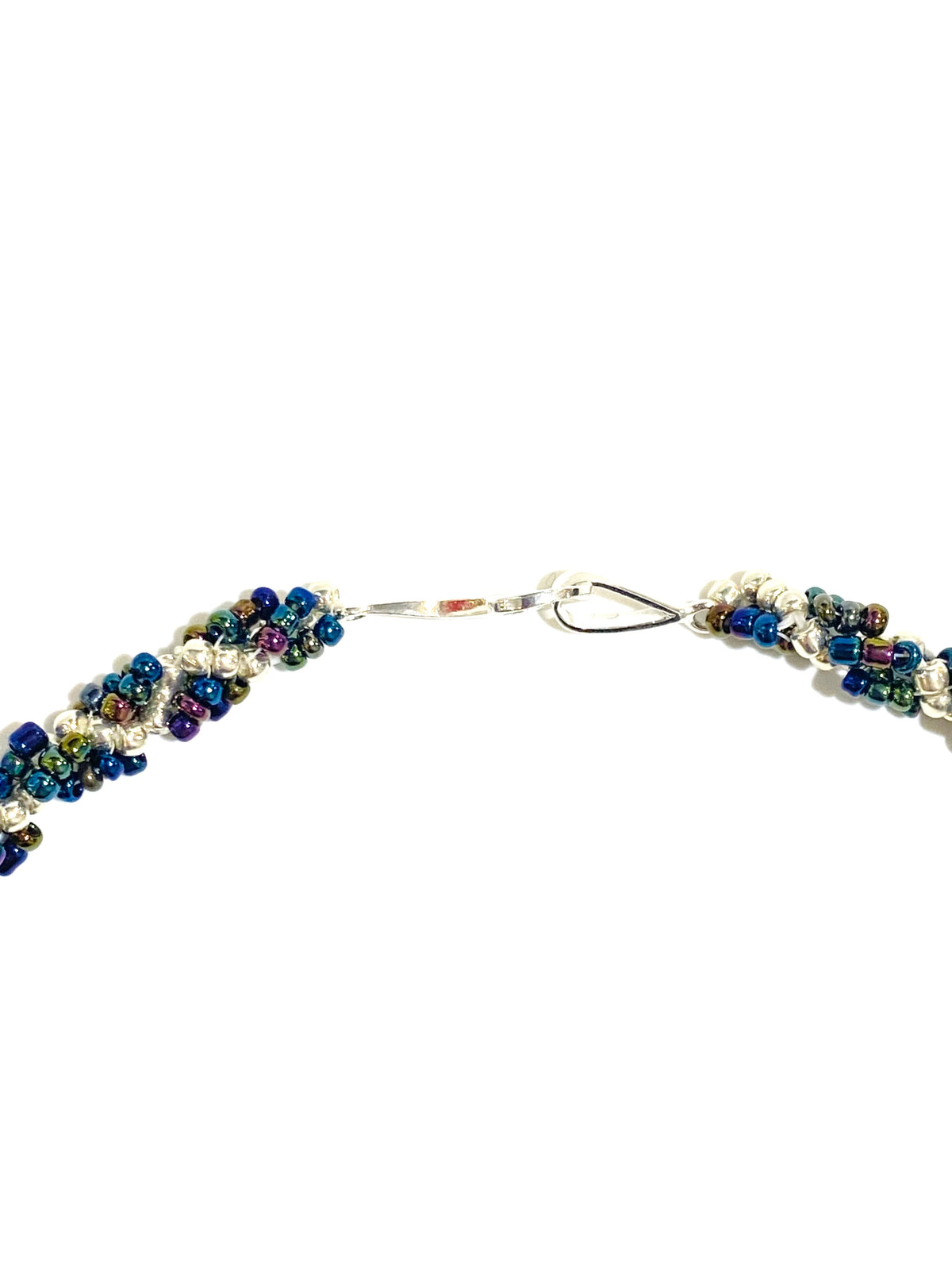 Black, Purple and Silver Beaded Twist Necklace