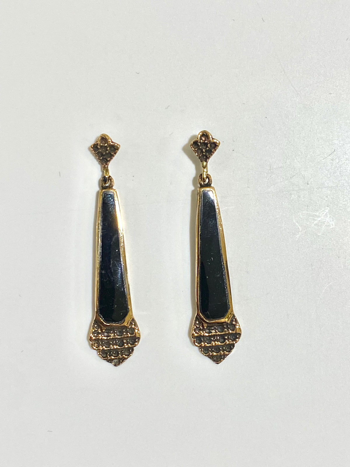 Art Deco Inlaid Mother of Pearl Stud Drop Earrings