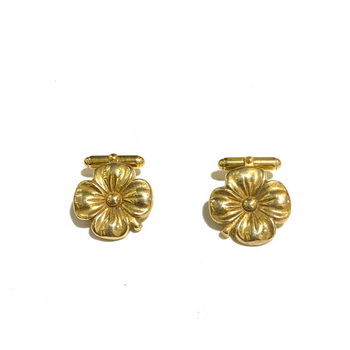 Sterling Silver Gold Plate Flower Cufflinks