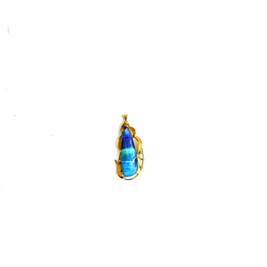 18ct Gold Banded Opal and Diamond Pendant