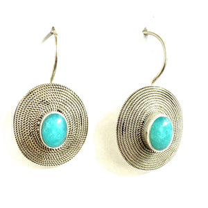 Sterling Silver Turquoise Twisted Rope Drop Earrings