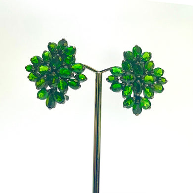 Rhodium Plated Chrome Diopside Earrings