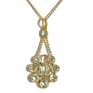 Antique 18ct Yellow Gold Aquamarine Necklace