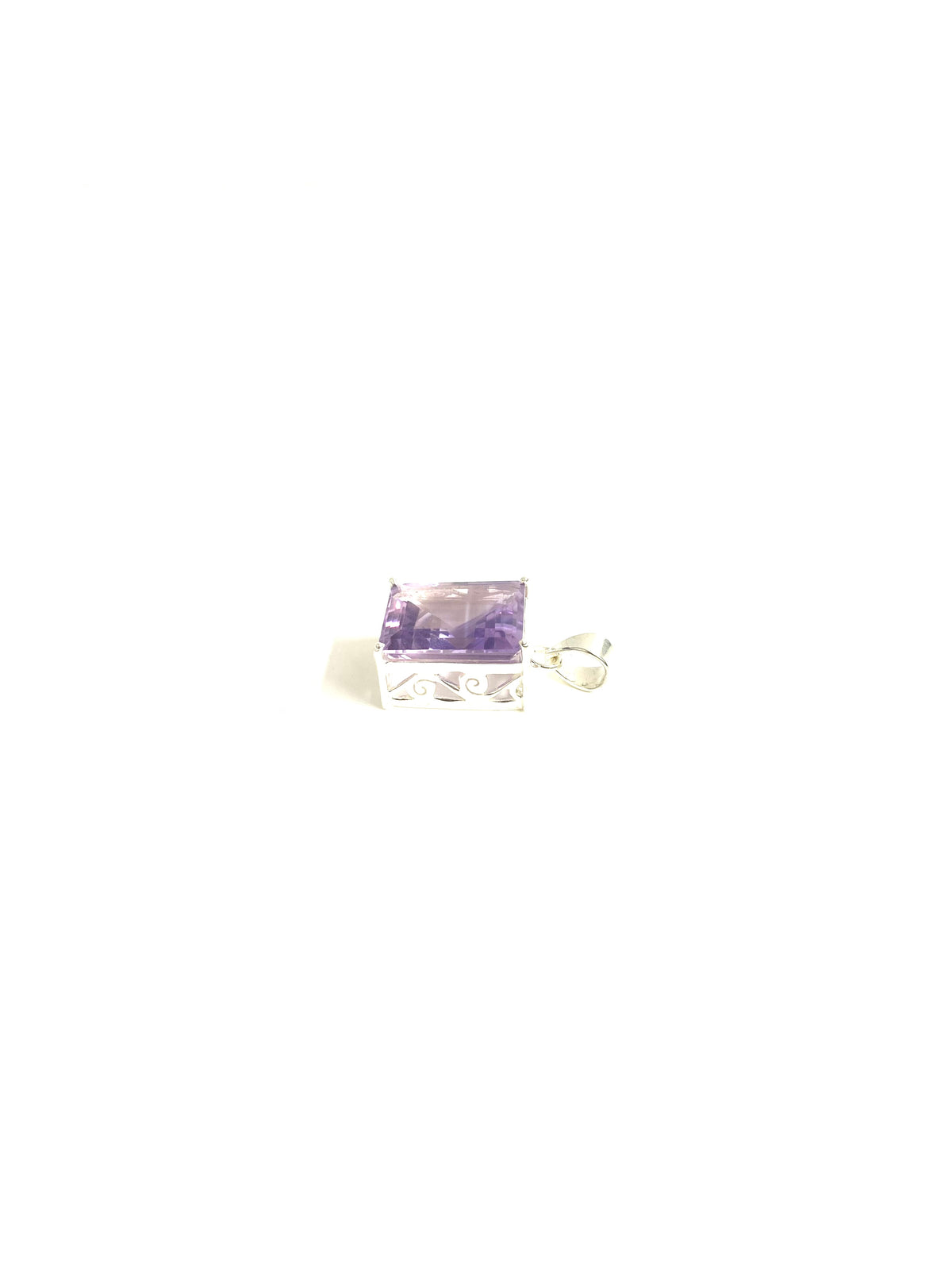Sterling Silver Amethyst Rectangular Pendant