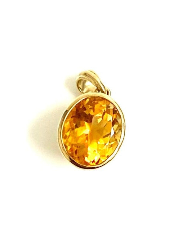 9ct Gold Round Citrine Pendant