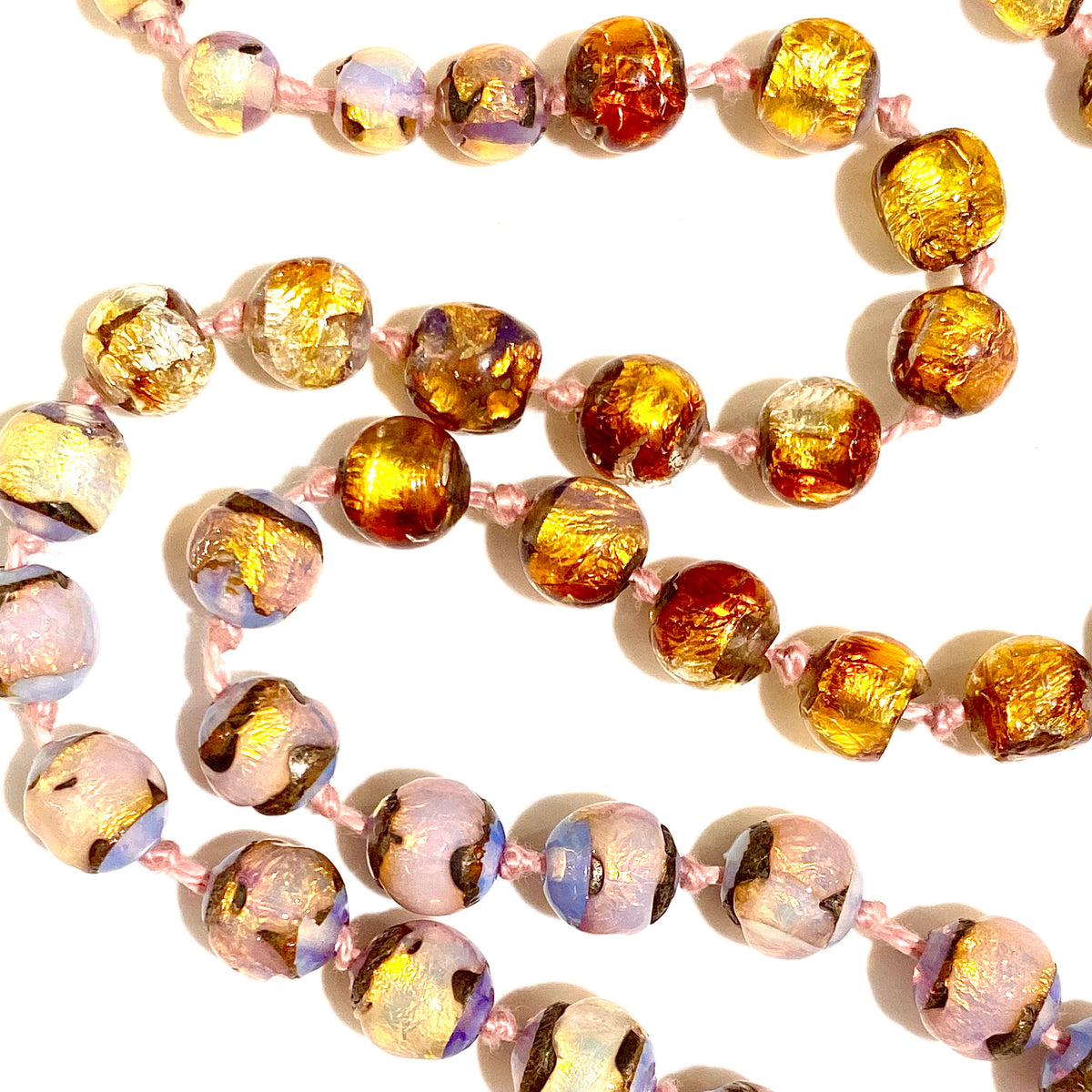 Venetian Glass Gold Foiled Beaded Necklace
