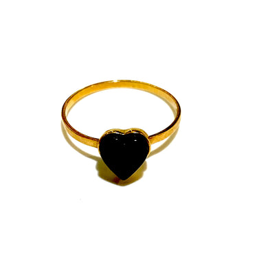 9ct Yellow Gold Heart Shaped Black Onyx Ring