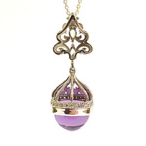 Sterling Silver Amethyst and CZ Pendant