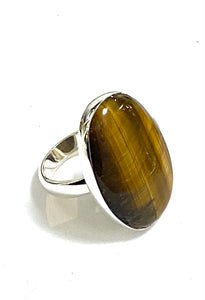 Tigers Eye Oval Silver Ring