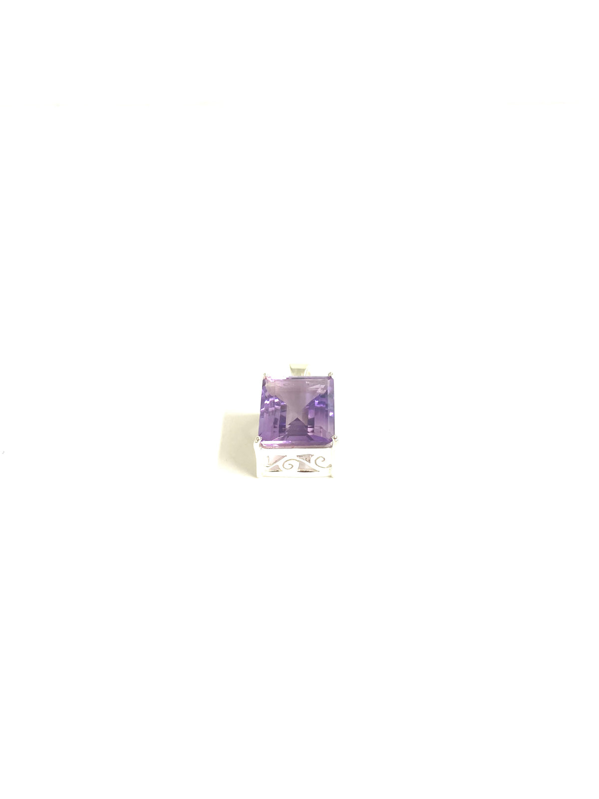 Sterling Silver Amethyst Rectangular Pendant