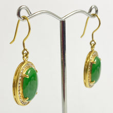 18ct Yellow Gold Jadeite and Diamond Drop Earrings