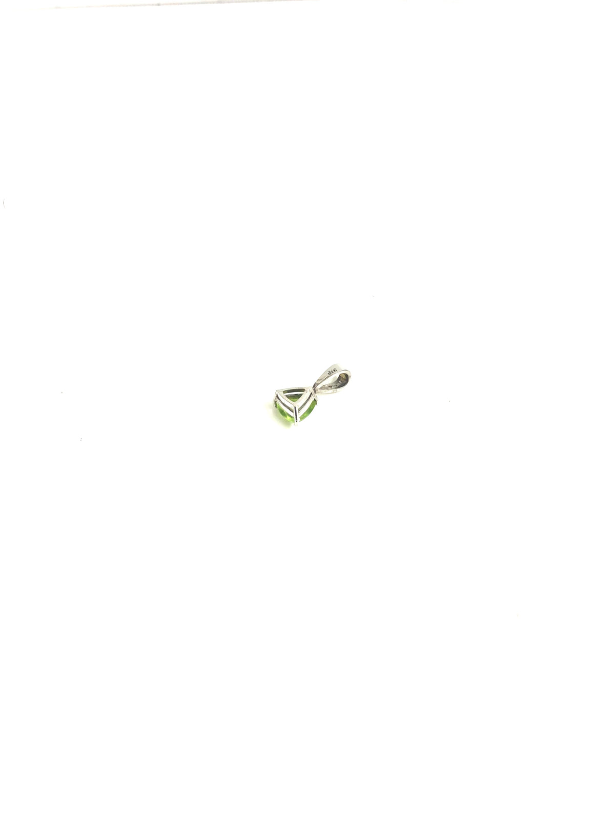 Triangular 9ct White Gold Peridot and Diamond Pendant